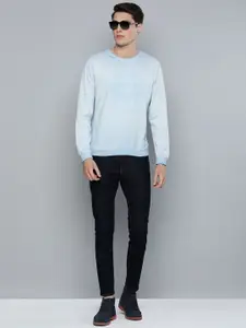 Flying Machine Men Blue Brand Logo Printed Pure Cotton Pullover Sweatshirt