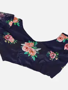 SHOPGARB Navy Blue & Pink Printed Semi-Stitched Lehenga & Unstitched Blouse With Dupatta