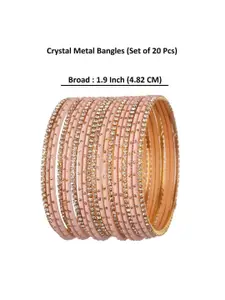 Efulgenz Set Of 20 Gold Embellished Bangles