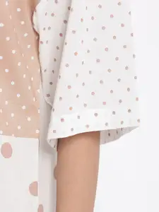 Fabindia Cotton Printed White Spread Collar Top