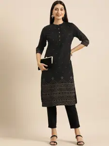 Anouk Women Black Bandhani Printed Kurta