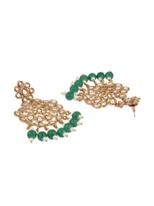 Efulgenz Green Oval  Gold-Plated Drop Earrings