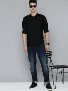 Flying Machine Men Black Slim Fit Printed Pure Cotton Casual Shirt