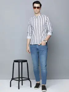 Flying Machine Men Slim Fit Vertical Stripes Opaque Cotton Linen Casual Shirt