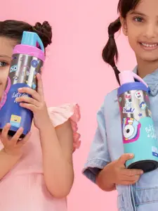 Rabitat Kids Blue & Purple Printed Stainless Steel Miss Butters Insulated Bottle