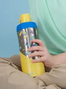 Rabitat Kids Yellow Printed Stainless Steel Sipper Water Bottle