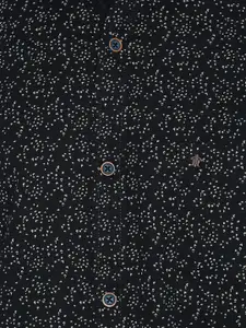 Turtle Men Navy Black Slim Fit Printed Semiformal Shirt