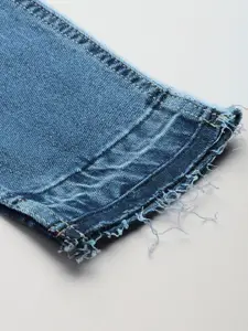 FOREVER 21 Women Blue Regular Fit Mid-Rise Heavy Fade Stretchable Jeans