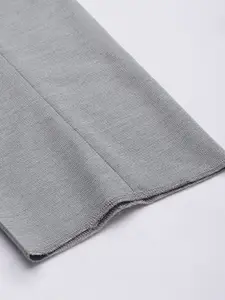 Van Heusen Men Grey Textured Slim Fit Formal Trousers