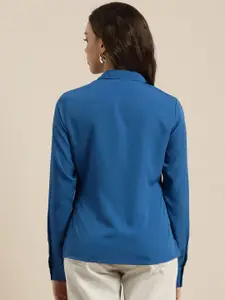 encore by INVICTUS Women Blue Casual Shirt