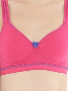 Floret Pink Solid Non-Wired Full-Coverage Heavily Padded Sports Bra T3031