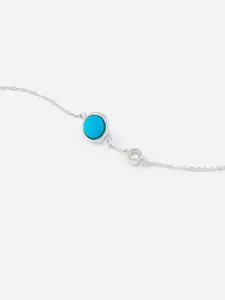 MINUTIAE Women Silver-Toned & Blue Brass Turquoise Silver-Plated Charm Bracelet