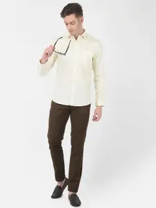 Turtle Men's Cream-Coloured Printed Semiformal Shirt