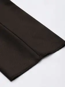 Louis Philippe Men Brown Textured Self Designed Slim Fit Formal Trousers