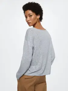 MANGO Women Blue Solid Pullover