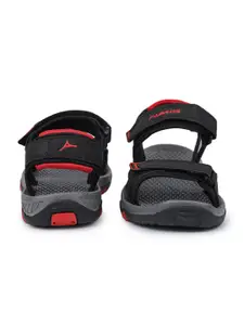 ABROS Men Black & Red Solid Sports Sandals