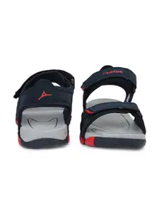 ABROS Men Navy Blue & Red Solid Sports Sandals