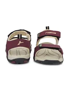 ABROS Men Maroon Patterned Sports Sandals