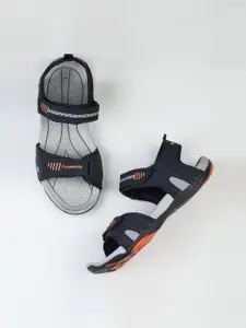 ABROS Men Navy-Blue Solid Sports Sandals