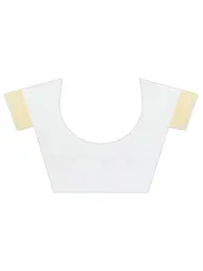 Silk Land White & Gold-Toned Paisley Zari Art Silk Fusion Kasauv Saree