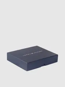 Tommy Hilfiger Men Navy Blue Solid Leather Two Fold Wallet