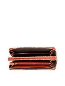 Hidesign Women Orange Leather Zip Around Wallet
