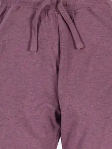 KiddoPanti Kids-Boys Purple Graphic Printed Pure Cotton Joggers