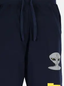 KiddoPanti Boys Navy Blue Solid Pure Cotton Joggers