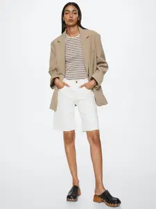 MANGO Women White Pure Cotton Denim Shorts