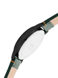 FCUK Men Camouflage Dial & Leather Straps Analogue Watch FK00011D