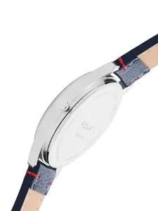 FCUK Men Blue Printed Dial & Blue Leather Straps Analogue Watch