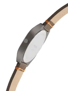FCUK Men Grey Dial & Brown Leather Straps Analogue Watch FK00014E