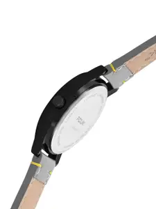 FCUK Men Grey Printed Dial & Grey Leather Straps Analogue Watch FK00012C