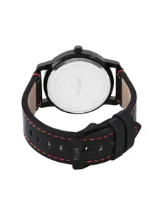 FCUK Men White Printed Dial & Black Leather Straps Analogue Watch FK00012A