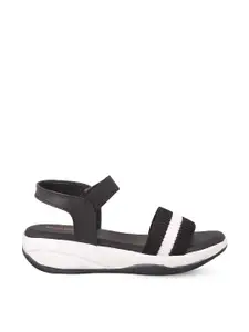 madam glorious Black & White Striped Comfort Sandals