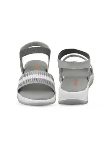 madam glorious Grey & White Flatform Single Strap Sandals