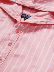 Gini and Jony Boys Peach-Coloured Striped Casual Shirt