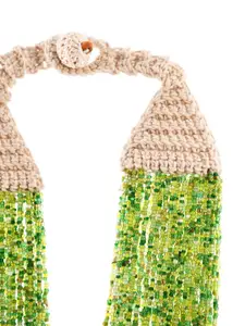 Bamboo Tree Jewels Green & Cream-Coloured Handcrafted Necklace
