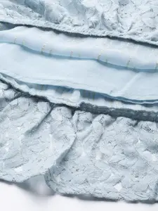 Ishin Blue Floral Lace A-Line Dress