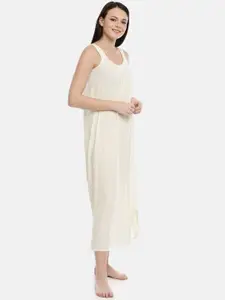 GOLDSTROMS Women Cream-Colored Solid Cotton Nighty Slips