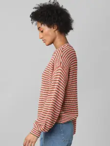 ONLY Women Pink & Green Striped Pullover