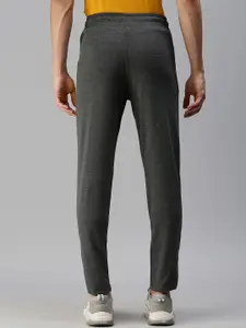 ONN Men Charcoal Grey & Yellow Solid Cotton Track Pants