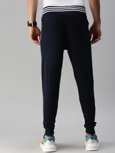 ONN Men Navy Blue Solid Cotton Joggers