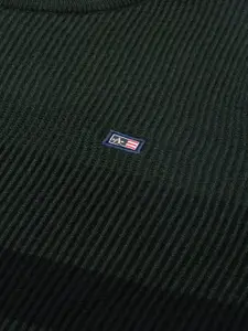 Arrow Men Olive Green Ribbed Pullover