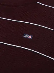 Arrow Men Burgundy Multi Stripes Pullover