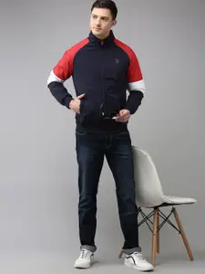 U.S. Polo Assn. Men Red Solid Brand Logo Reversible Bomber Jacket