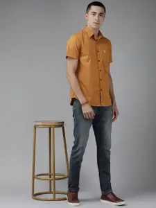 U.S. Polo Assn. Denim Co. U S Polo Assn Denim Co Men Brown Solid Slim Fit Pure Cotton Casual Shirt