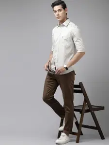 U.S. Polo Assn. Men Beige Tailored Fit Floral Opaque Printed Casual Shirt