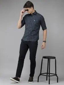 U.S. Polo Assn. U S Polo Assn Men Grey Checked Casual Shirt