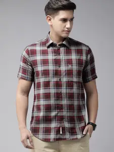 U.S. Polo Assn. Men Tailored Fit Tartan Checks Opaque Pure Cotton Casual Shirt